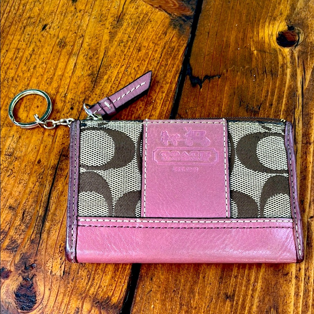 Authentic Coach Pink change purse with key holder